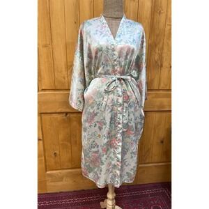 Victorias Secret Gold Label Floral Satin Robe One Size Flaws